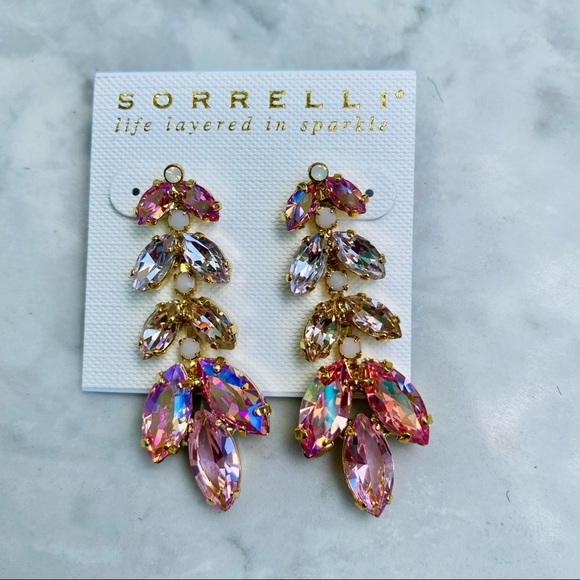 Sorrelli Repeating Navette Dangle Earrings in Pink Pastel Multi NWT - Picture 13 of 17